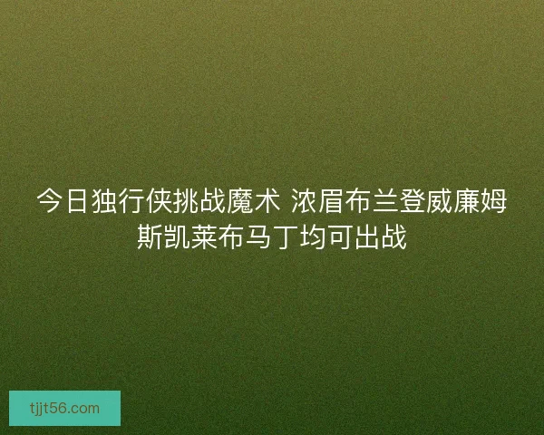 今日独行侠挑战魔术 浓眉布兰登威廉姆斯凯莱布马丁均可出战