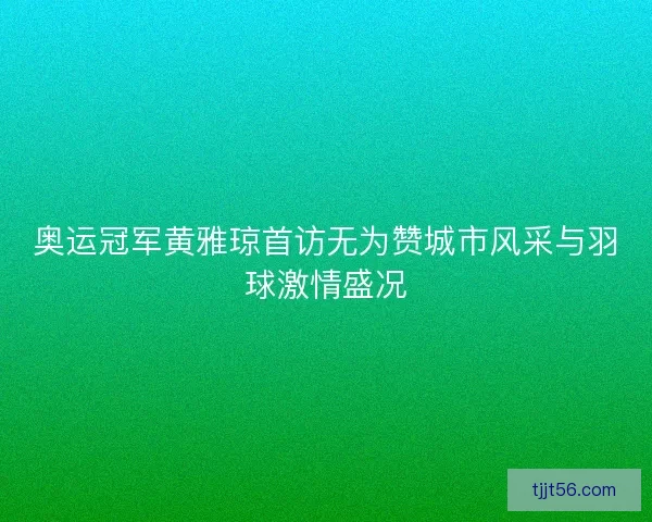 奥运冠军黄雅琼首访无为赞城市风采与羽球激情盛况