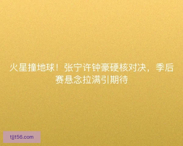 火星撞地球！张宁许钟豪硬核对决，季后赛悬念拉满引期待