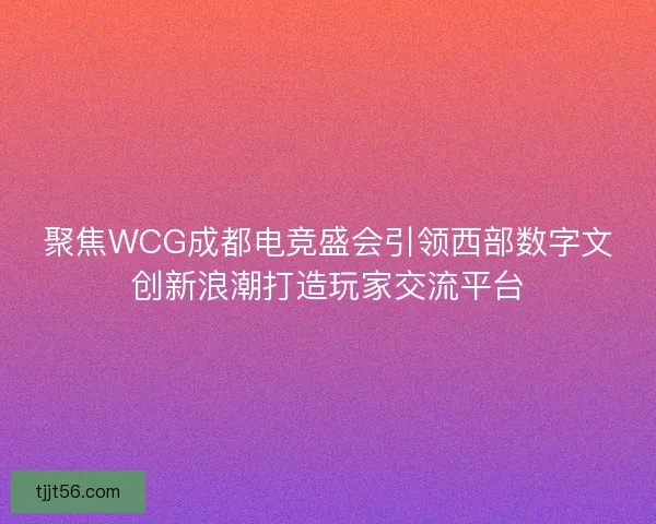 聚焦WCG成都电竞盛会引领西部数字文创新浪潮打造玩家交流平台
