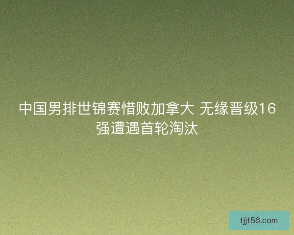 中国男排世锦赛惜败加拿大 无缘晋级16强遭遇首轮淘汰